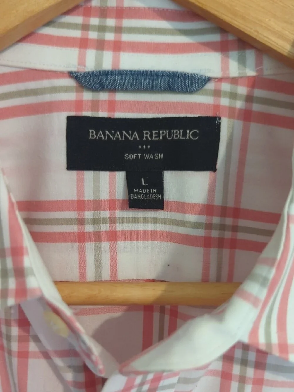 Banana Republic Pink and White Plaid Cotton Button-Down Shirt